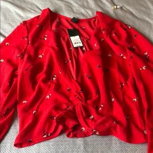 Women’s red floral shirt